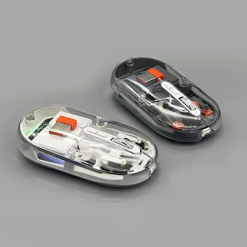 New design Rechargeable 2.4G Wireless Bluetooth Mouse 5D transparent wireless mouse Gift mous